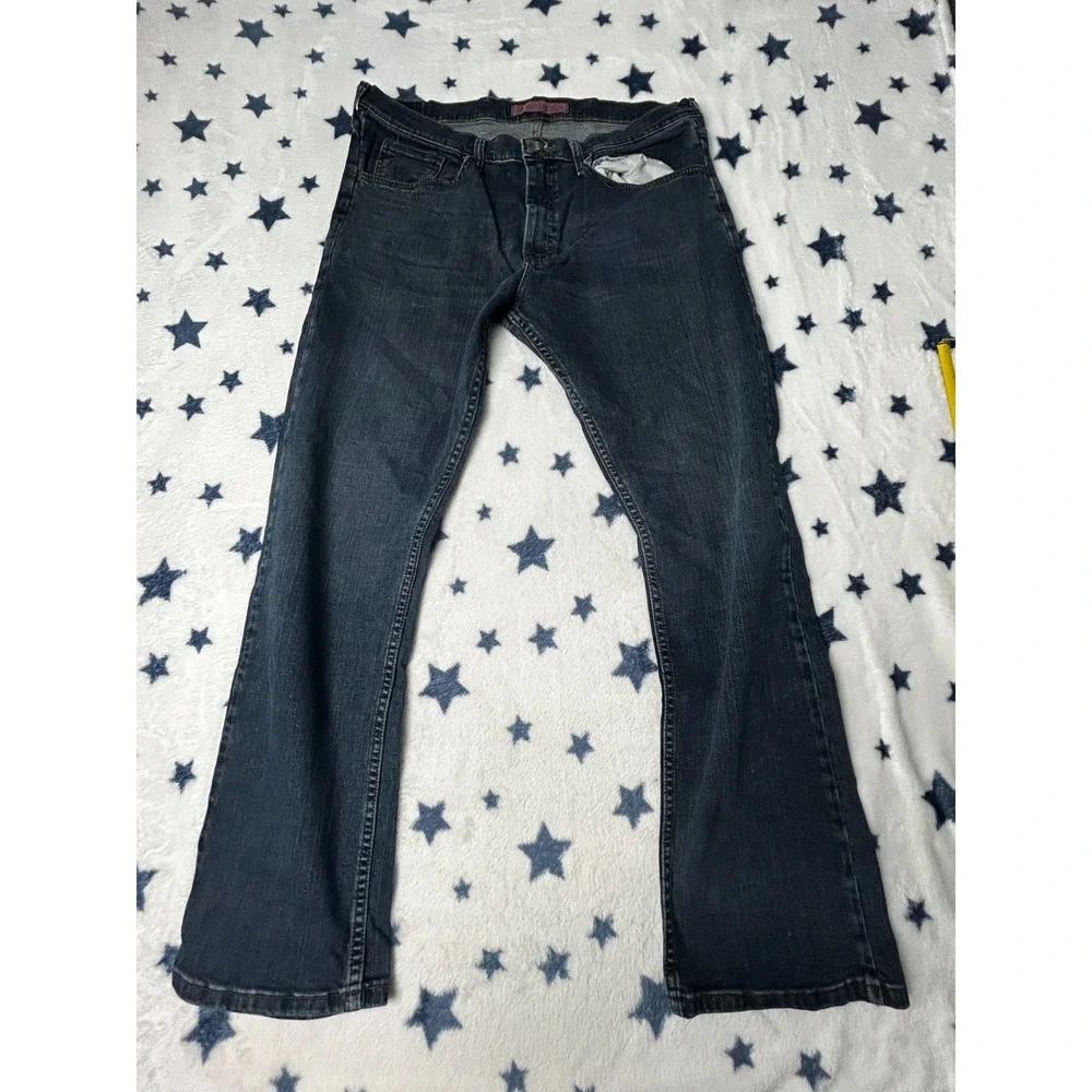 Lee Vintage Slim Jeans Mens 36x30 Blue Bootcut Stretch Denim Dark Wash